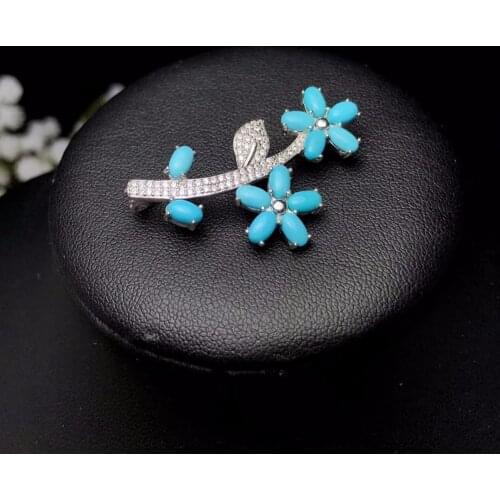 Blue gem brooch, tie knot, turquoise, 925 silver, the latest design, beautiful fashion