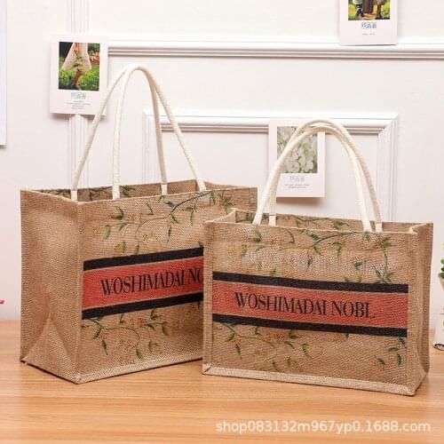 2021 Linen Handbag Printed Waterproof Canvas Bag Small Fresh Creative Linen Bag Boxes with Logo