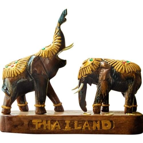Thailand Carving Crafts Desktop Solid Wood Elephant Ornaments Pen Holder Desktop Pen Storage Stationery Container