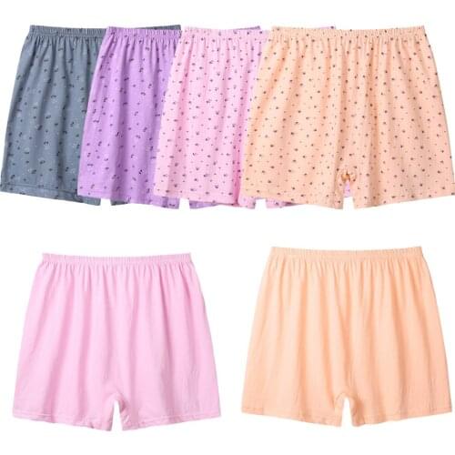 5pcs/lot middle-aged plus size underwear women panties cotton underpants ladies high waist boxer woman loose female boxers
