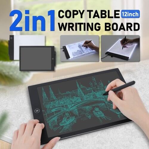 12 Inches Ultra-thin 2 in 1 LED Art Copy Board LCD Digital Hand Drawing Writing Pad Graphics Tablet Dimming Light Box