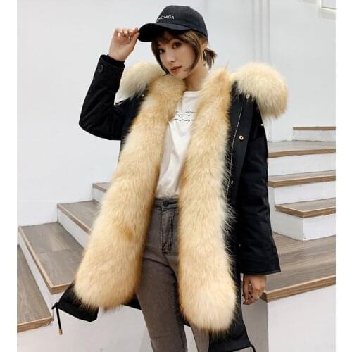 Real Parka Fur Coat Female Natural Raccoon Fur Jacket Winter Coat Women Clothes 2020 Warm Long Jackets Manteau Femme MY s