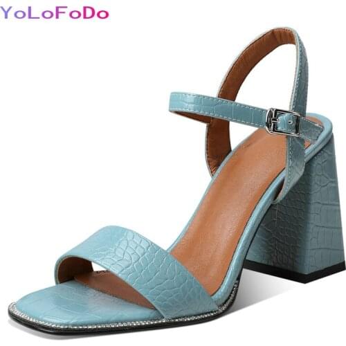 Black White Black 2021 New Women Modern Sandals Faux Leather High Quality Women Square High Heel Shoesfashion Dress Women Sandal