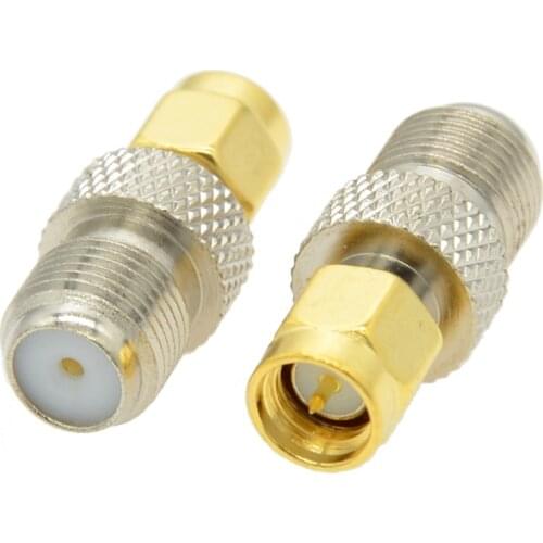 10 PCS/lot SMA Male Plug to F Type Female Jack Straight RF Coaxial Adapter F Connector To SMA Convertor Gold Tone