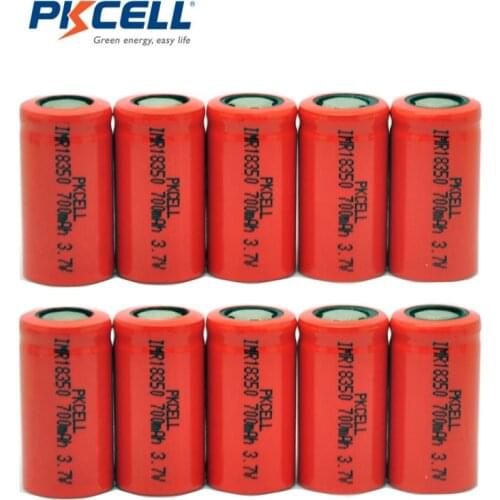 10Pcs PKCELL 10A discharge IMR18350 IMR 18350 700mAh UH1835P Li-ion rechargeable battery