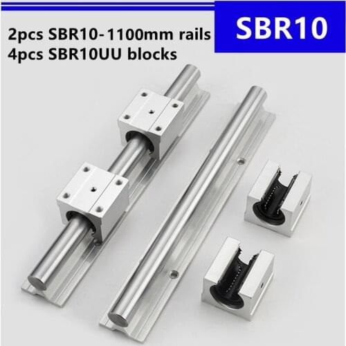 2pcs SBR10 -1100mm Linear Guide Support Rail and 4pcs SBR10UU Linear Blocks for CNC Router Parts