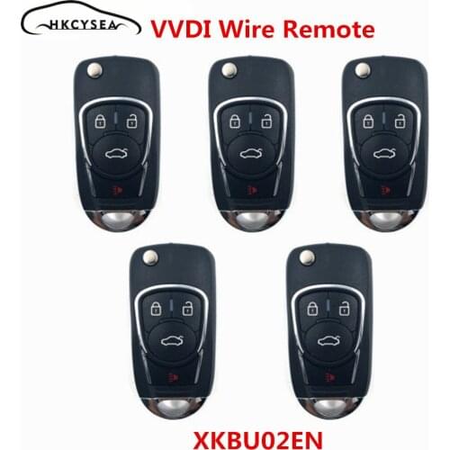 HKCYSEA 5/10pcs Xhorse VVDI2 English Version Wire Universal Remotes Key 3+1 Buttons DS Style for VVDI Mini Key Tool XKBU02EN
