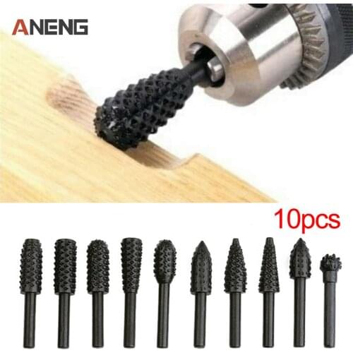 5pcs 1/4'' 6mm Shank Rotary Burr Set Wood Rasp File Drill Bits Rotary Rasp Set for Woodworking