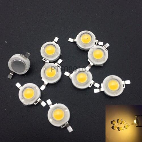 50PCS 3W Warm White High Power LED Bead Emitter DC3.2-3.8V 700mA 180-200LM 3000-3500K without base