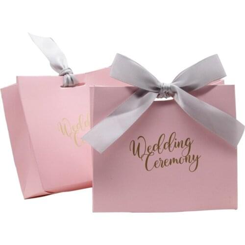 500pcs/lot Fast shipping High-end Ribbon gift bag Simple candy bag Wedding gift wedding candy Box gift paper bag