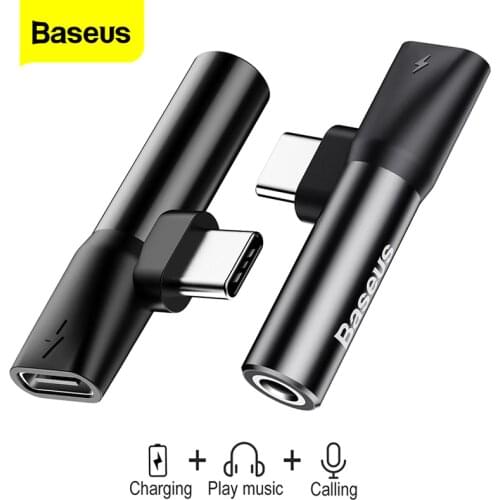 Baseus L41 Usb C to 3.5mm Aux Jack Audio Adapter Audio Splitter Type-C Charging Adapter For Xiaomi Mi 9 8 Huawei Mate 30 Pro P20