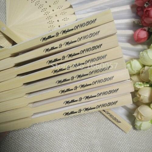 [Auviderin] 50pcs Hand Gift Fan Personalized Names and Date for Wedding Favors for Guest Shipped by Express