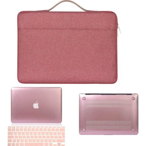 Laptop Case for Apple Macbook Air 13/11/Macbook Pro 13/15 Rose Gold Hard Shell Protective Sleeve + Laptop Bag + Keyboard Cover