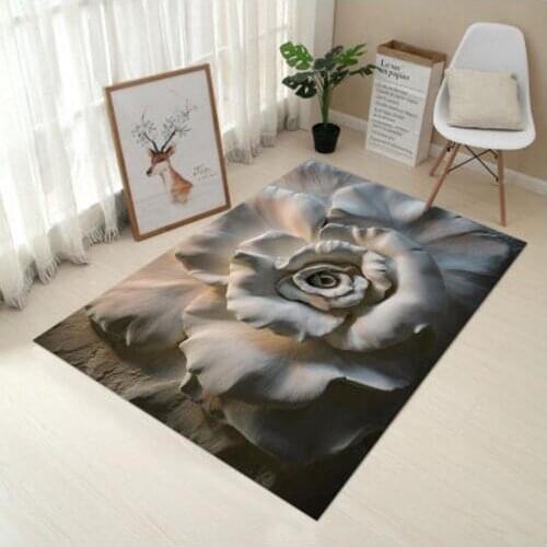 DeMissir Art 3D Rose Carving Printed Grey Carpet Small Large Size Parlor Living Room Mats Bedroom Chair Rugs Home Decorate