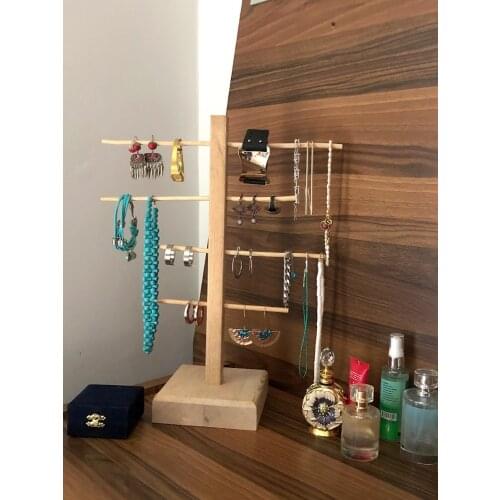Wooden Decorative Jewelry Hanger Organizer Walnut