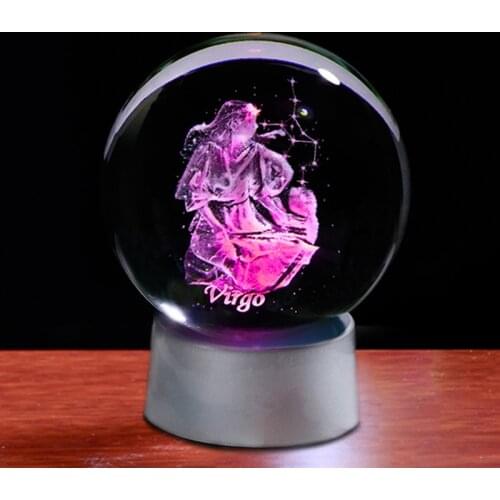 Virgo Zodiac Constellations Crystal Ball Home Decor Accessories Horoscope Decorative Ball Zodiac Signs Sphere 3D Glass Ball
