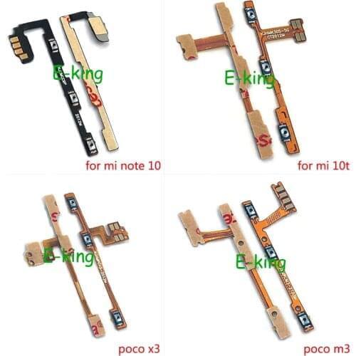 For Xiaomi Mi 10 10T Ultra Note 10 Pro Lite POCO X3 M3 Power Volume Button Key Flex Cable Repair Parts