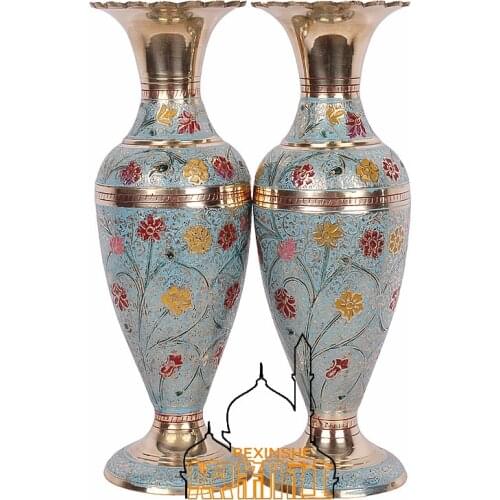 India imported bronze hand painted carving flower vase fashionablecharacteristic gifts home furnishings vase