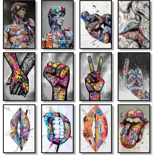 Street Graffiti Kissing Canvas Painting Posters And Prints Abstract Picture Wall Art Decoration Mural Living Room Home Decor