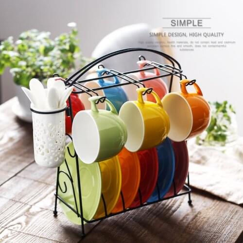 Nordic Coffee Mug Ceramic Cute Tea Cups and Saucer Sets Color Gift Porcelain Tea Cup Stand Tazas Cafe Small Water Cup AC50BD