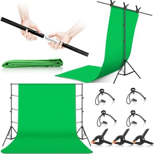 Photo Studio 2x3m Background Support 2x2m T-Shape Backdrop System Kit Chroma Key Green Screen 7 Clamps For Photo Portrait Video