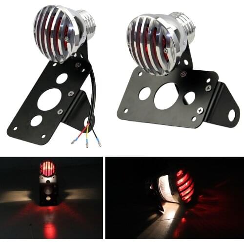 Retro Cafe Grille Cover Taillight Brake Lamp Alex Mount CNC License Plate Bracket Light For Harley Yamaha Honda Bobber Criusers