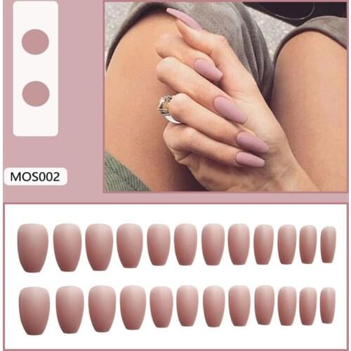 24Pcs Matte Pink Summer Girls Fake Nails Full Cover Detachable Nail Tips False Nails Professional Nail Art Full Color