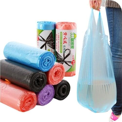 Vest-style Kitchen Garbage Bags Off Point Thicken Portable Household Disposable Plastic Bags ZQ024
