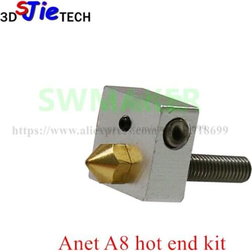 2 set 0.4mm Brass Nozzle Print Heads + 30mm Throat Tube + Heater Block Heating Hotend for MK8 Anet A8 3D Printer