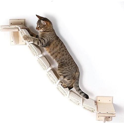 Wall-Mounted Cat Climbing Ladder Durable Cat Climber Cat Climbing Frame DIY Wall-Mounted Cat Wall Ladder