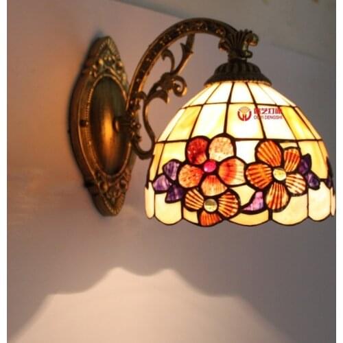 Tiffany style wall lamp bathroom mirror light Shell steel wall lamp bedside lamp