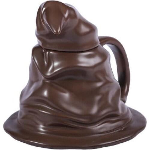 New 350mL Brown 3D Magic Hat Coffee Mugs With Cover And Handle Unique Quirky Creative Cups Child Gift