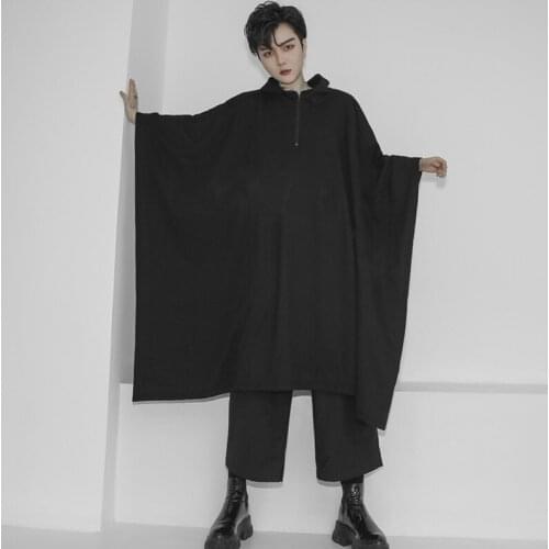 Spring and Autumn New Mens loose bat-sleeve cape handsome in the long hoodie youth casual hoodie