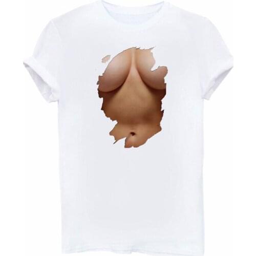 Lus Los New Fashion Women Summer Short Sleeve T Shirts Chest Print Funny Spoof Tshirts Harajuku Graphic Tops Plus Size Girls Tee