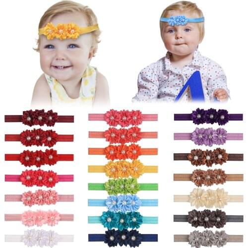 XIMA 32pcs/lot Satin Small Flower with 1.5cm Soft Headband Kids Hair Ornaments Girl Hairband