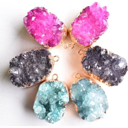 Natural Stone Pendant Irregular Shape inlaid with Crystal bud pendant for Women Jewelry Making 6pcs/lot wholesale free shipping