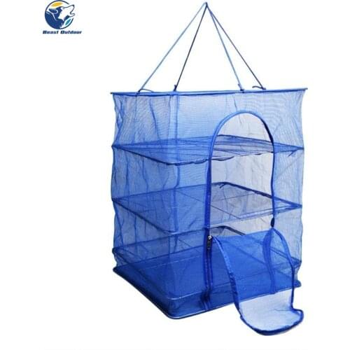 Fish Mesh Hanging Drying Net Food Dehydrator Durable Folding 4 Layers Fish Vegetable Dishes Dryer Net Drying