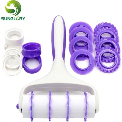 Fondant Strip Ribbon Cutter Sugarcraft Cake Decorating Tools Plastic Cake Rolling Pin Embosser Roller Set Baking Tools For Cakes