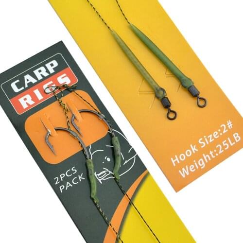Carp Fishing Hair Rig 2pcs/set Ready Made Curve Shank Hook Carp Fishing Hair Rig Ready Tied Carp Fishing Hooks Size 2# 4# 6# 8