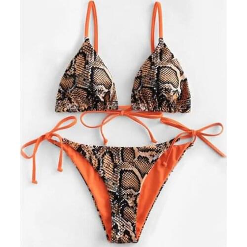 New European and American double-sided Leopard snake skin printing sexy bikini