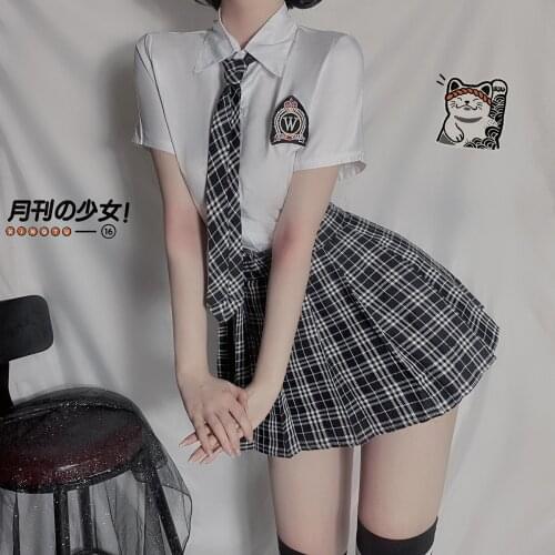 Sexy Lingerie Cosplay Schoolgirl Uniform Temptation Student Outfit Lattice Tie Split Pure Campus Halloween Costume Women