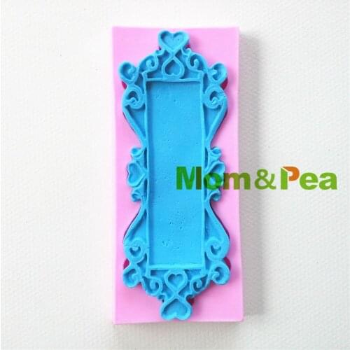 Mom&Pea 0792 Free Shipping Heart Square Mirror Shaped Silicone Mold Cake Decoration Fondant Cake 3D Mold Food Grade