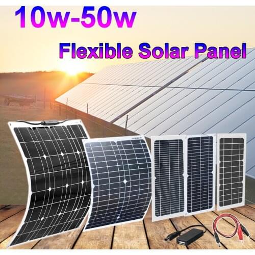 Solar panel 12v 50w 20w 10w 6v usb for cellphone smartphone camera light powerbank photovoltaic home system car boat battery RV