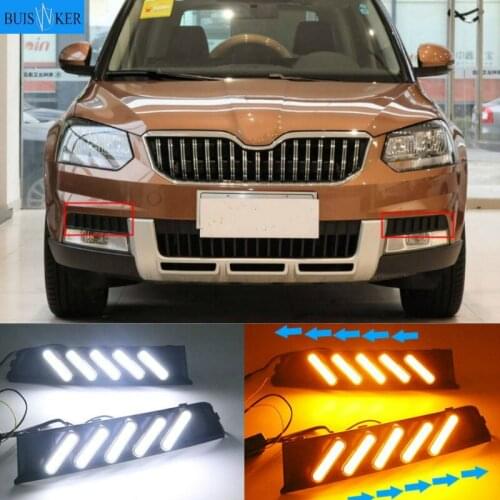 2Pcs LED Daytime Running Turning Signal Light DRL Fog Lamp Brake light Lamp For Skoda Yeti 2014-2017