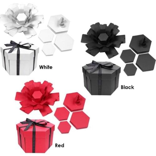 Creative DIY Photo Album Box Hexagonal Folding Scrapbooking Photo Albums Memory Box for Birthday Valentines Day Wedding Gifts