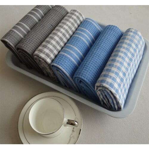 High Quality 100% Cotton Dish Cloth Plaid pano de prato Eco-Friendly Kitchen Towel Bulk Tea Towel Lots Scouring Pad 3PC/Set OEM
