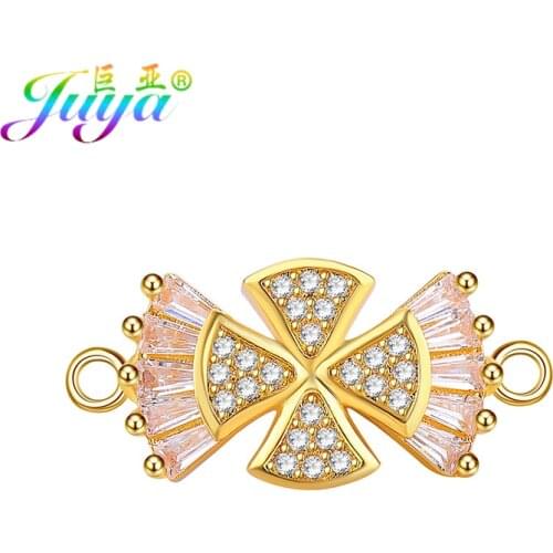 Handmade Jewelry Findings Supplies Cubic Zirconia Cross Connectors Accessories For Women Needlework Bracelets Earrings Making