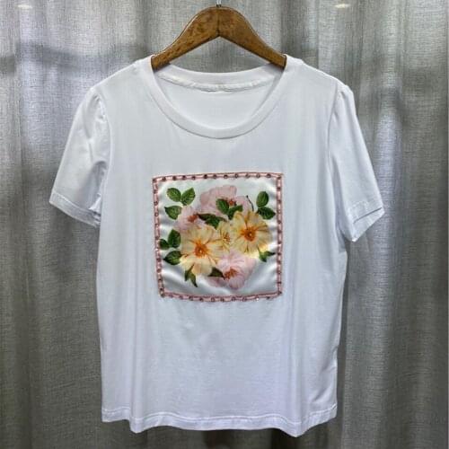 Summer 2021 new designer womens high quality diamonds cotton t-shirts Top B110