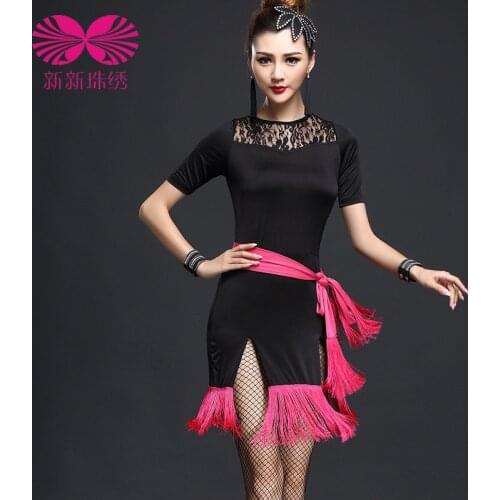 Latin Dress Acrylic 2016 Real Direct Selling Women Ballroom Dress Womens Latin Tango Rumba Cha Samba Dance Lace Tassels Tassel