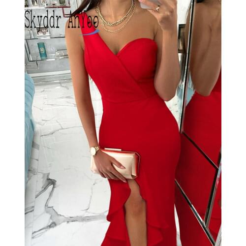 2021 Women Maxi Party Dress O-Shoulder Sleeveless Strapless Red Sexy Long Dress Elegant Ruffled Bodycon Slim Floor-Length Dress